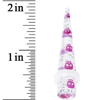 0 Gauge Clear Acrylic Glitter Purple Skull Confetti Taper