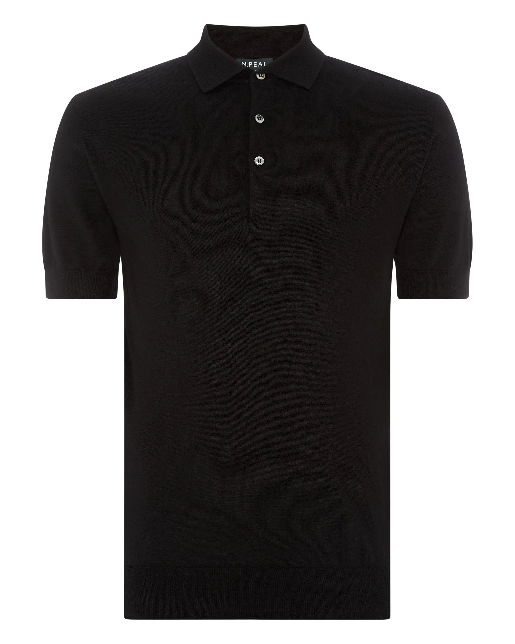 007 Fine Gauge Cashmere Polo T-shirt Black