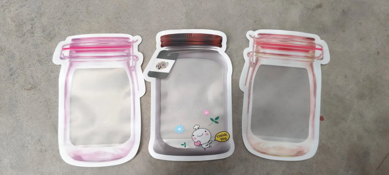 10086 Plastic Transparent Medium Jar Shaped Pouch With Zipper (1 Pc)