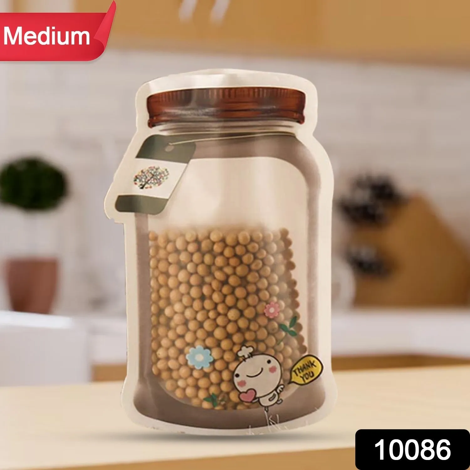 10086 Plastic Transparent Medium Jar Shaped Pouch With Zipper (1 Pc)