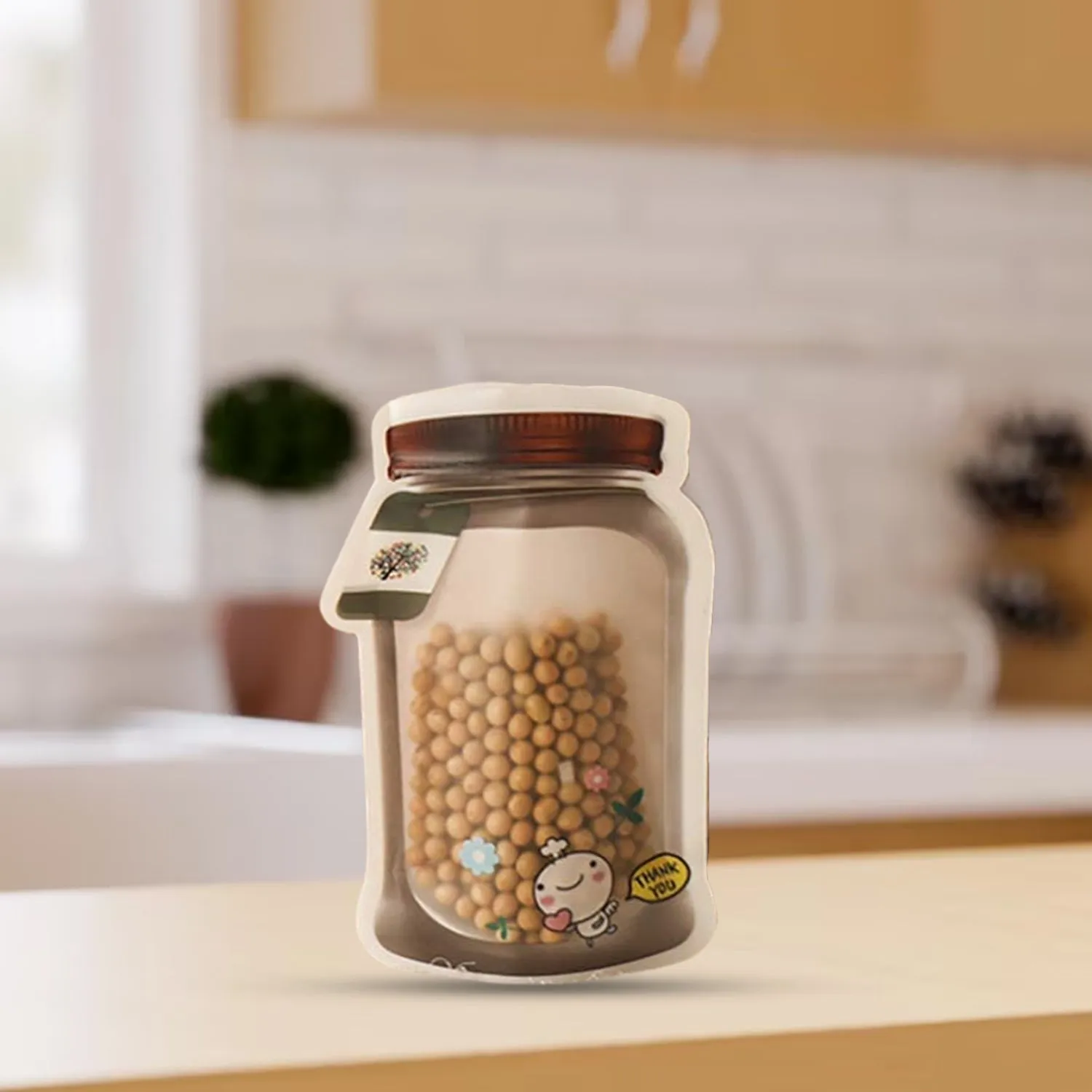 10086 Plastic Transparent Medium Jar Shaped Pouch With Zipper (1 Pc)