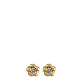 10K Gold Daisy Flower Stud Earrings with Diamond