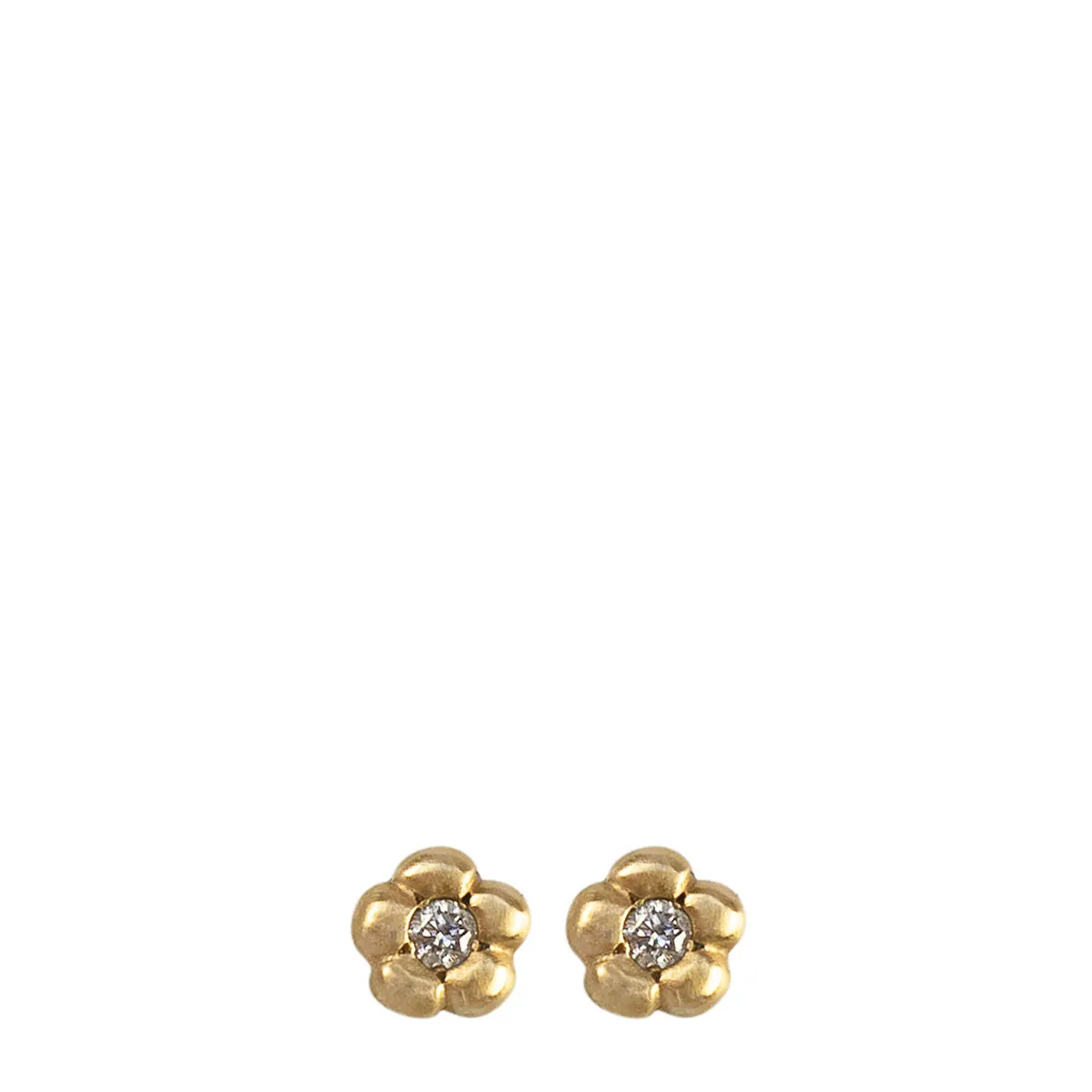 10K Gold Daisy Flower Stud Earrings with Diamond