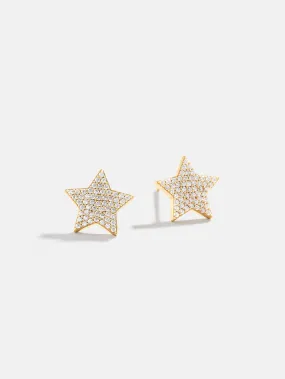 18K Gold Star Earrings - Clear/Gold