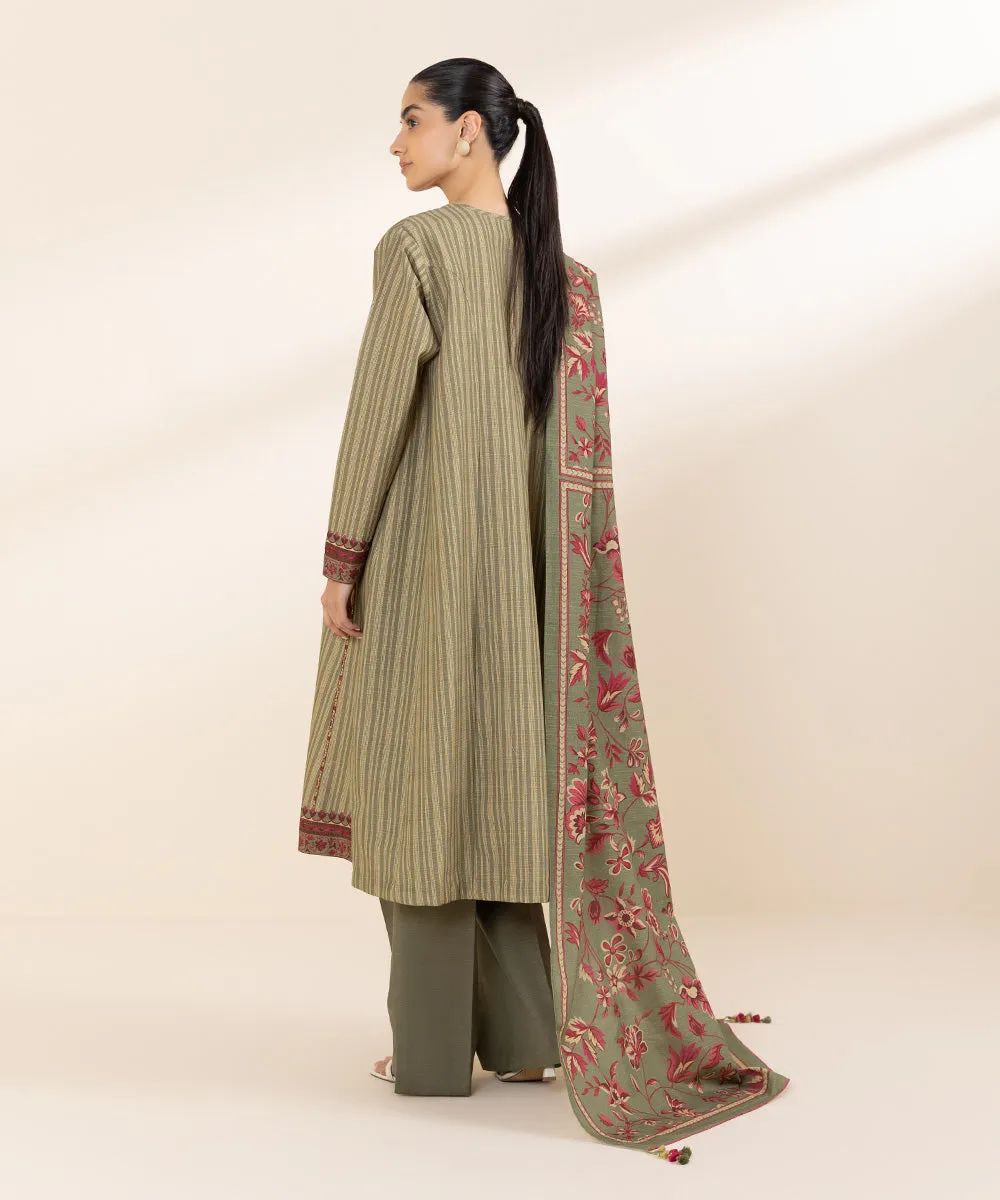 2 Piece - Embroidered Khaddar Suit