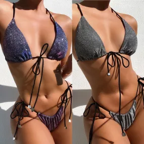 2021 Women's Swimwear V Neck High Cut Bikini Swimsuit Sizes S - L