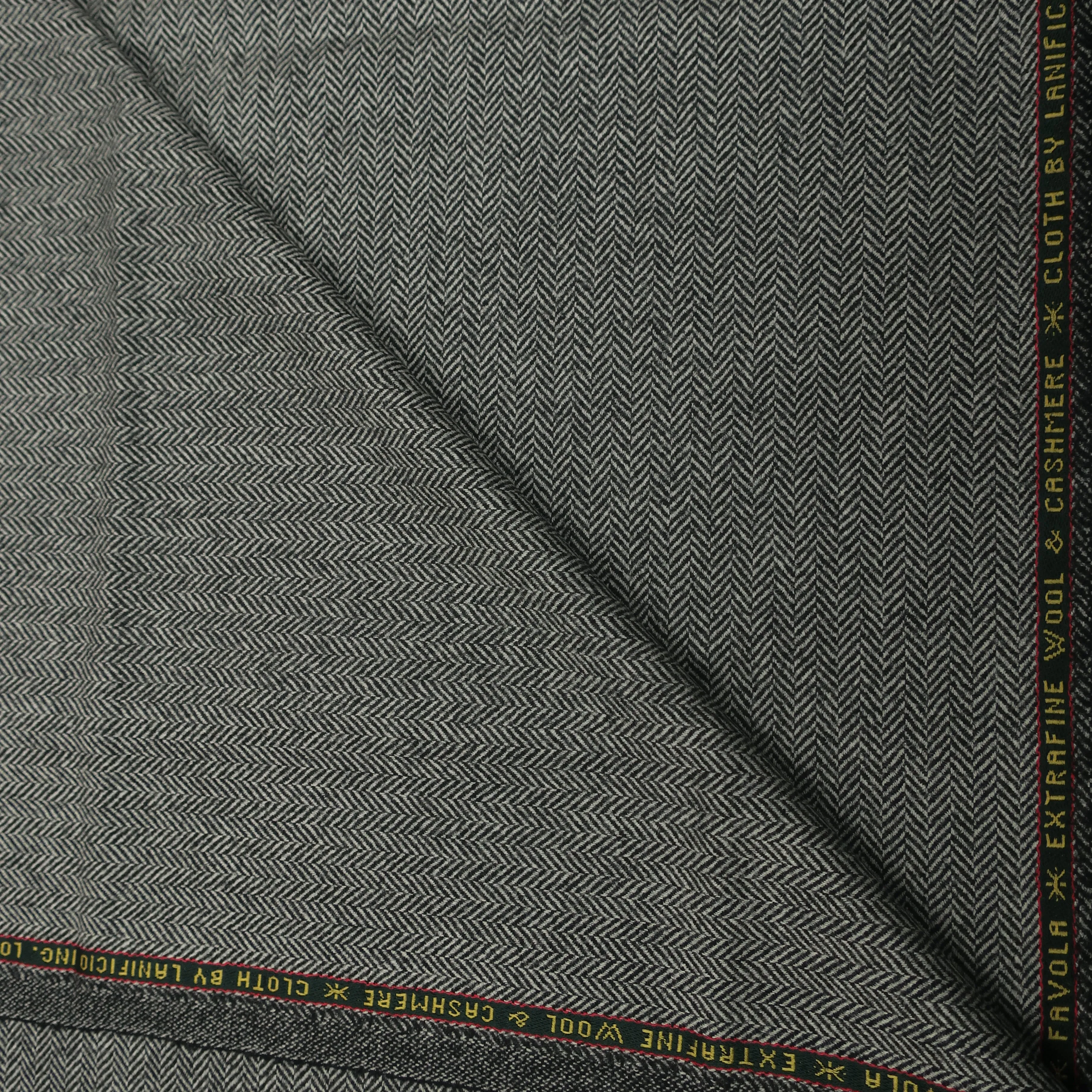 2.20 YDS Black and White Herringbone Cashmere and Wool Loro Piana Fabric