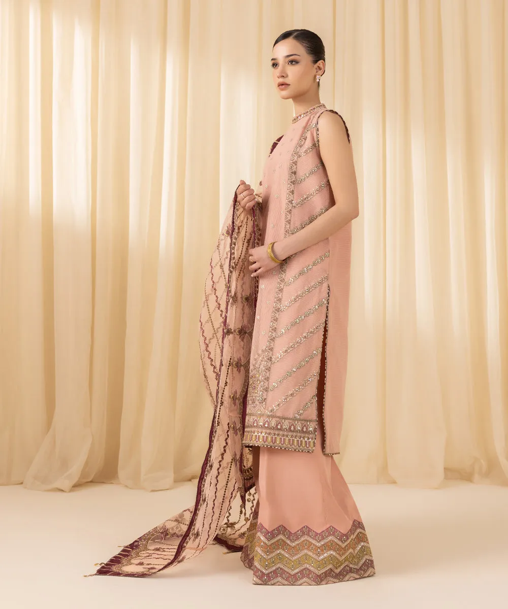 3 Piece -  Embroidered Karandi Suit