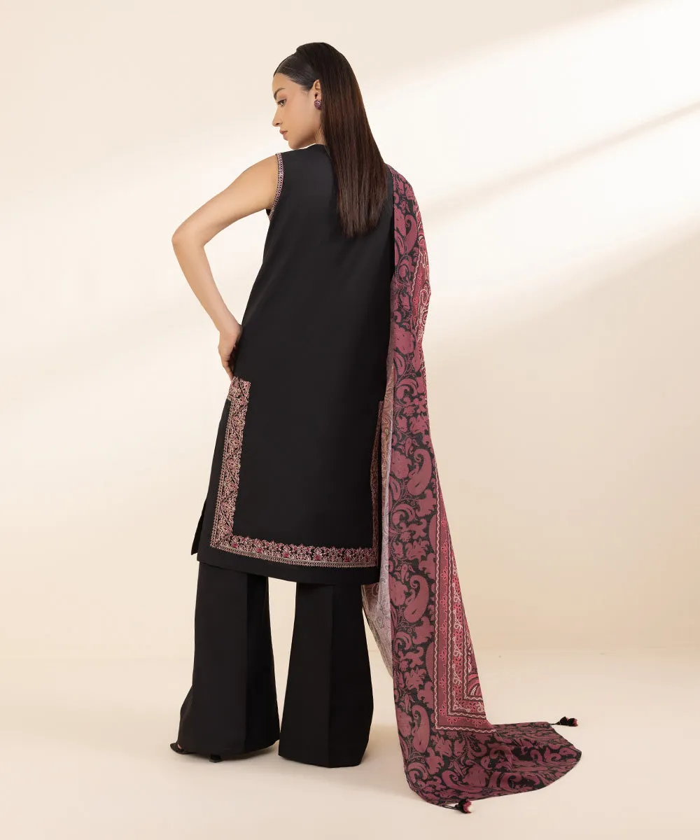 3 Piece - Embroidered Light Khaddar Suit