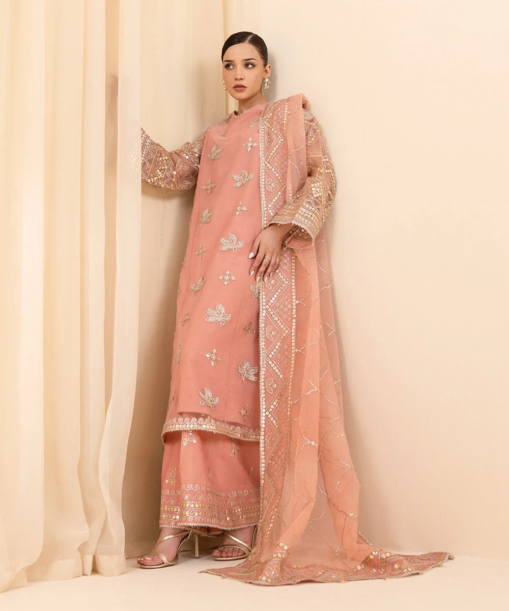 3 Piece -  Embroidered Net Suit