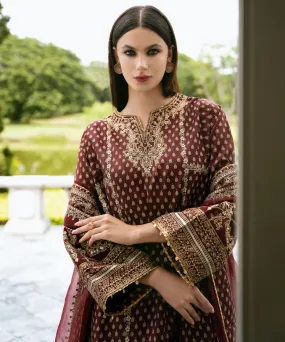 3 Piece - Embroidered Silk Suit