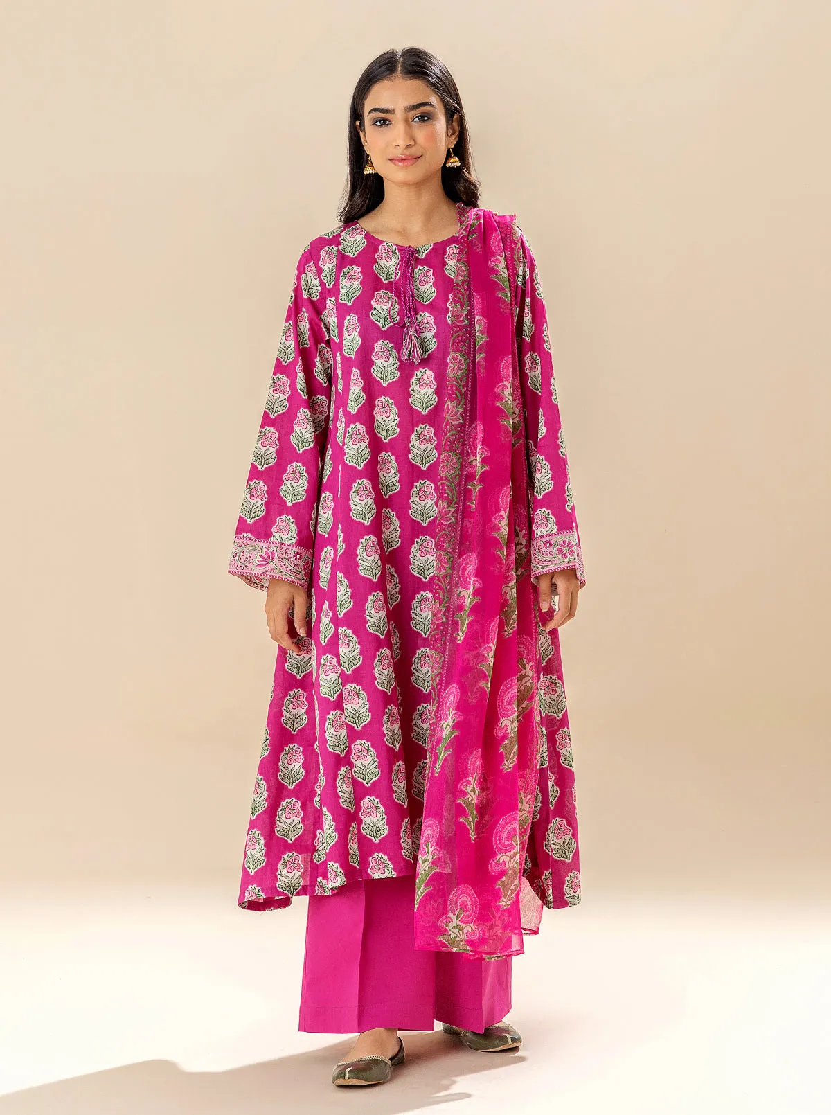 3 PIECE PRINTED LAWN SUIT - SERENE PINKS