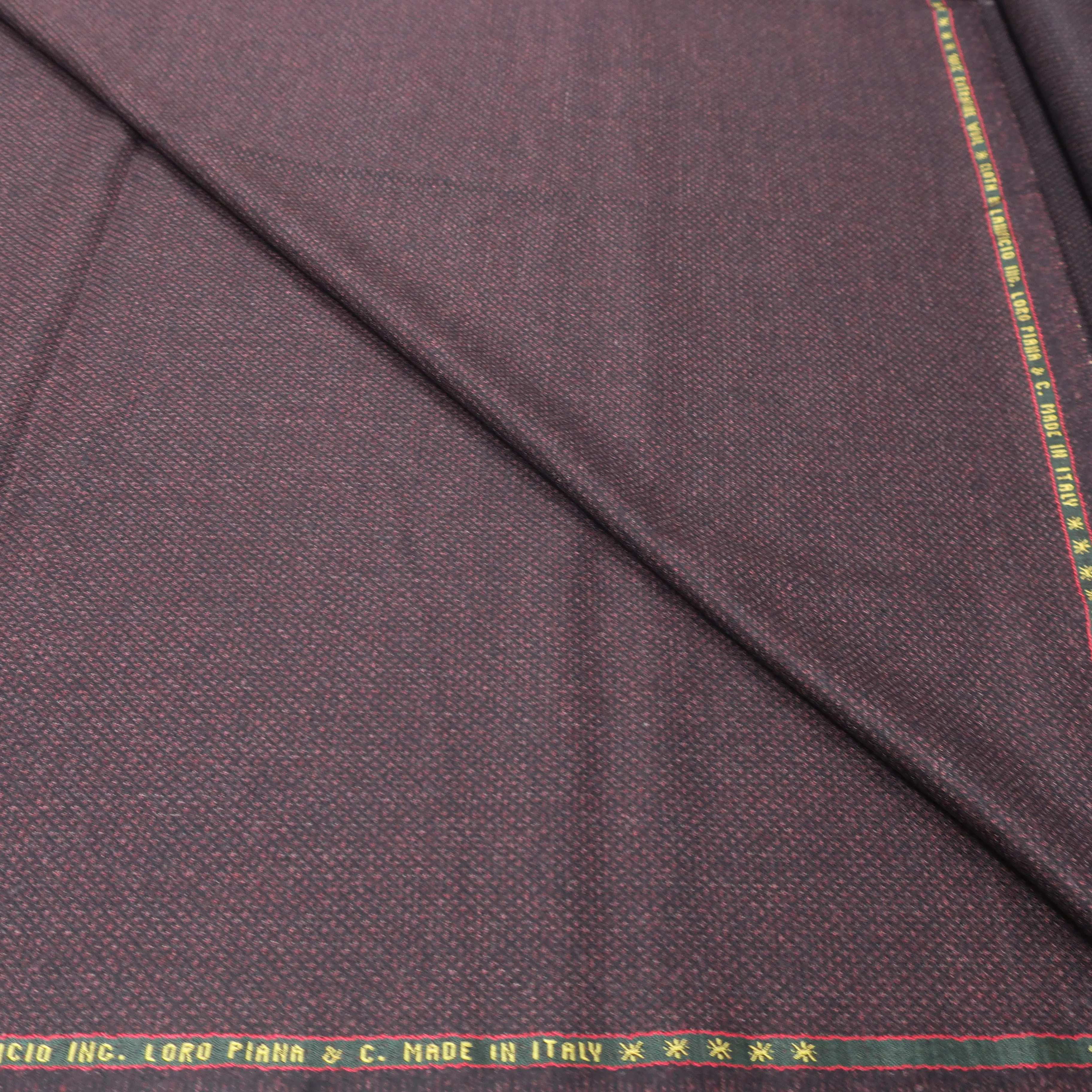 3.60 YDS Salt box Maroon and Black Birds Eye 100% Wool Loro Piana Fabric