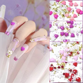 3D Love Hearts and Flowers Nail Art Decoration