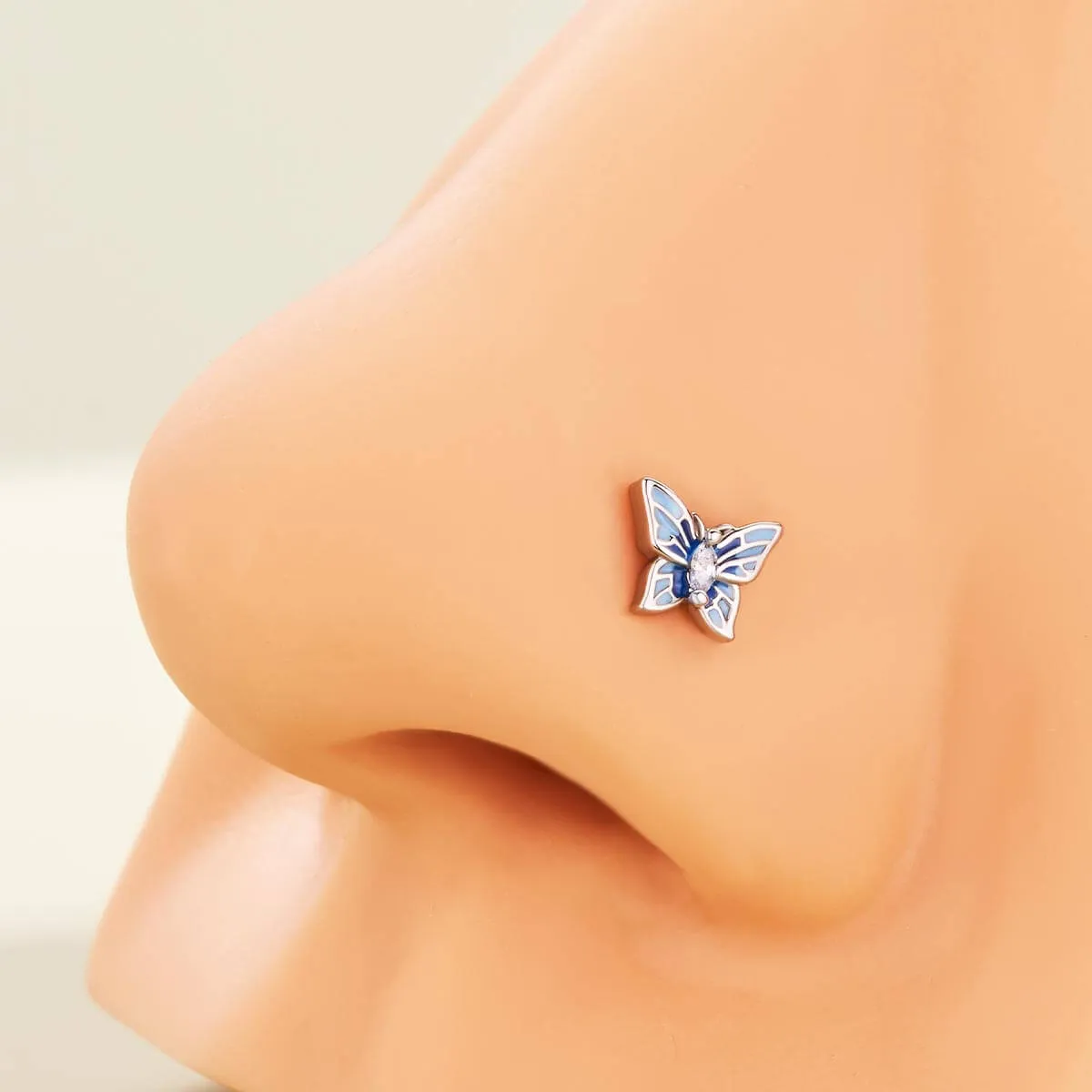 3PCS Blue Flower/Butterfly/Clear CZ Nose Studs