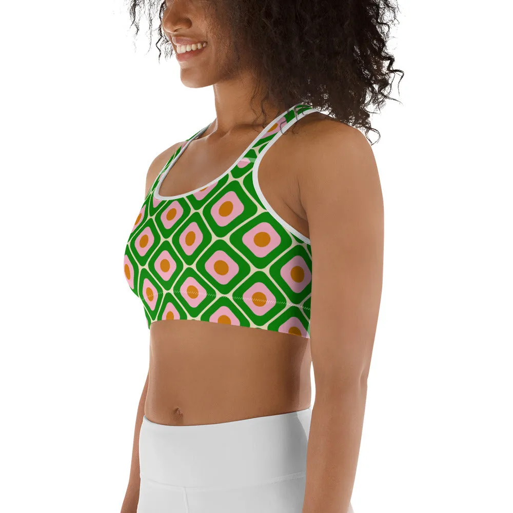 70s Retro Pattern Sports Bra