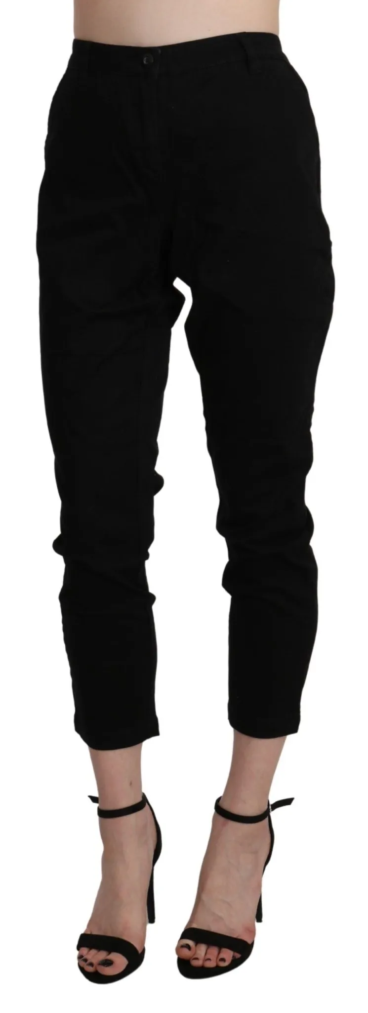 Acht Chic High Waist Cropped Black Jeans