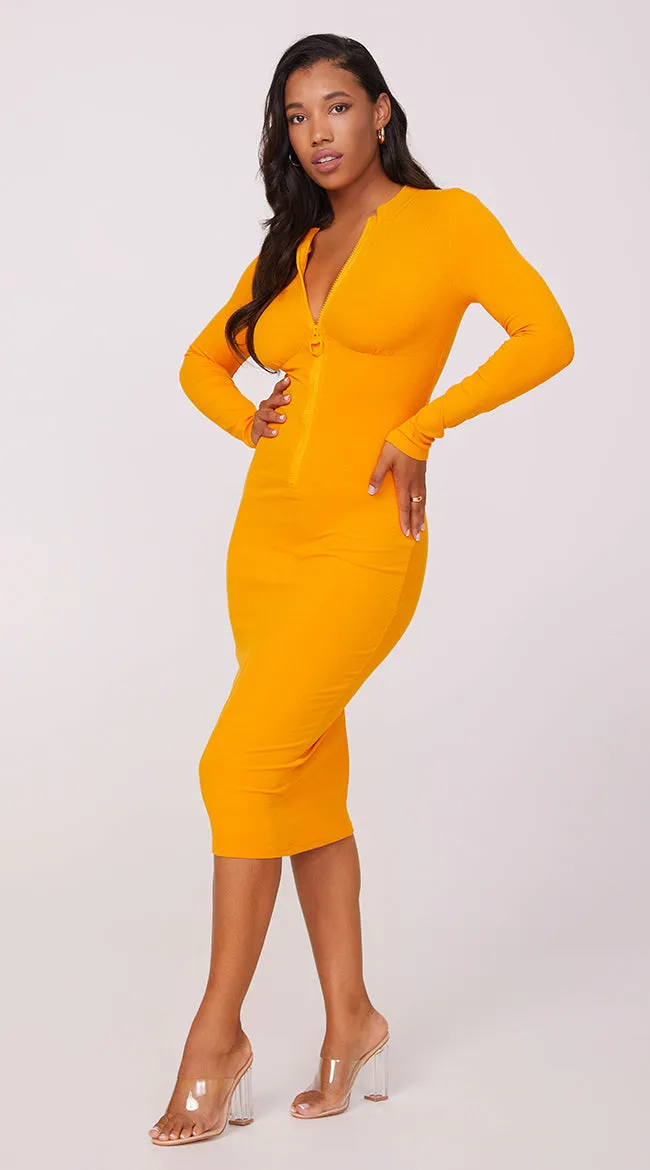 Adjustable Long Sleeve Midi Dress