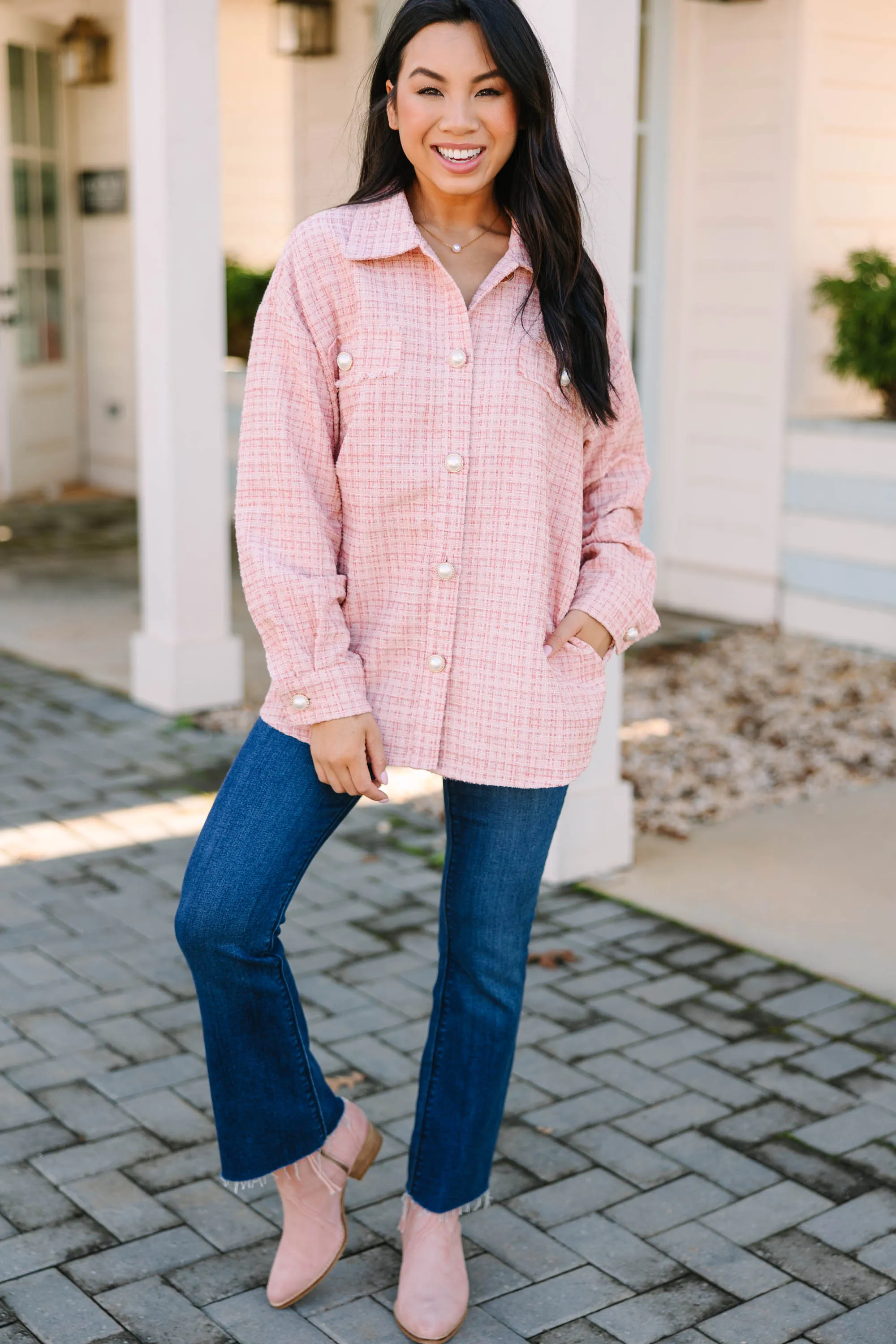 All Class Blush Pink Tweed Jacket