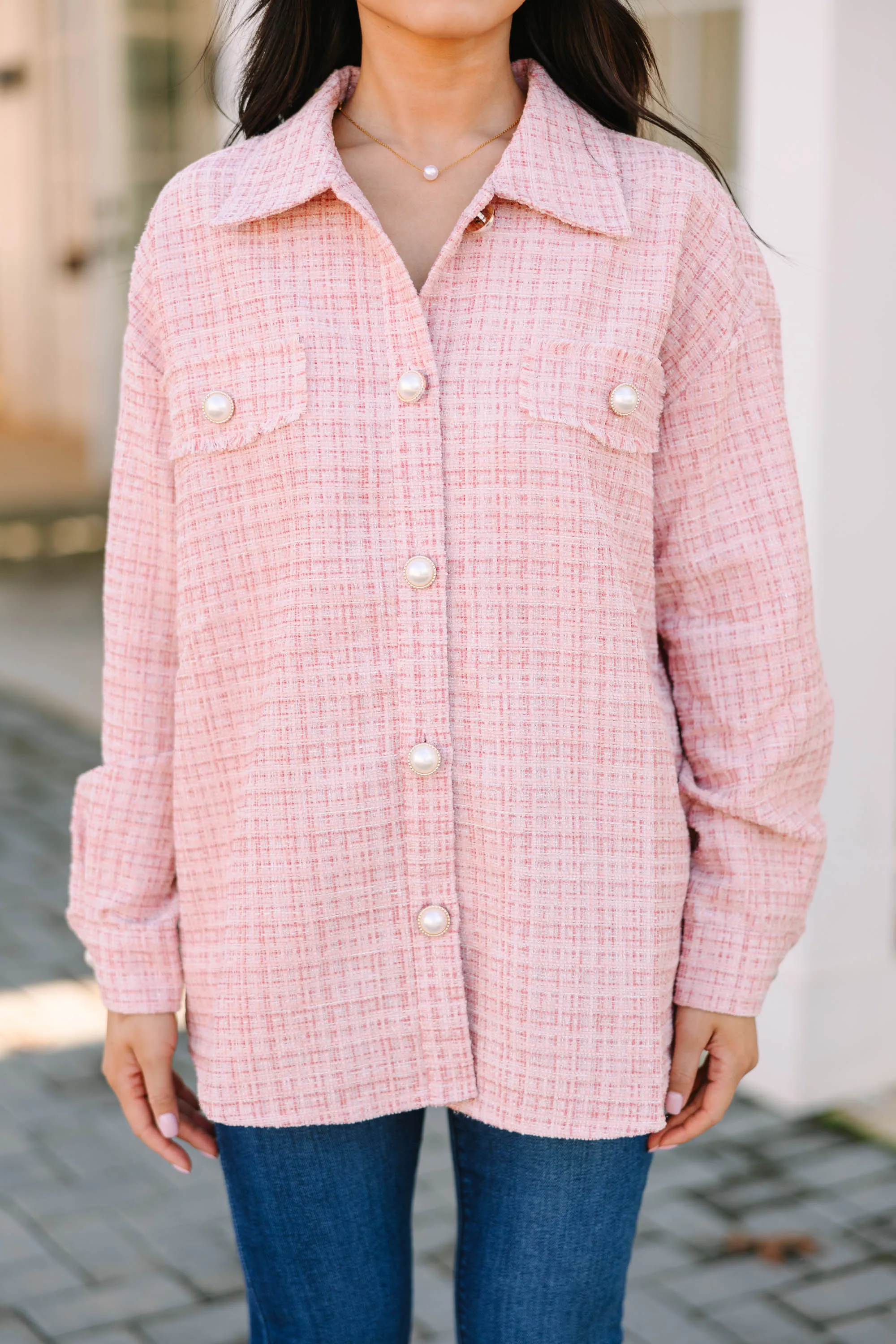 All Class Blush Pink Tweed Jacket