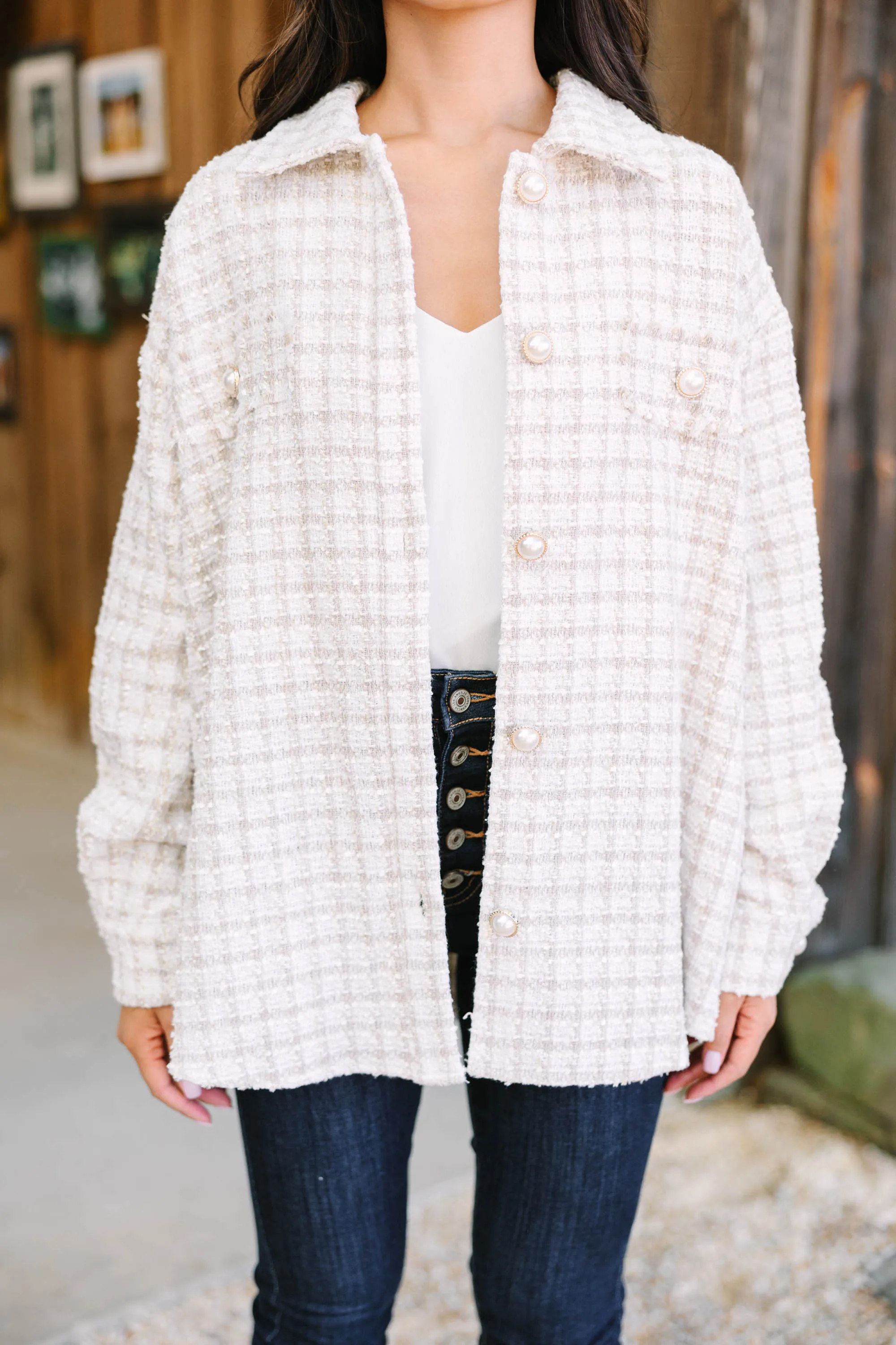 All Class Ivory White Tweed Jacket