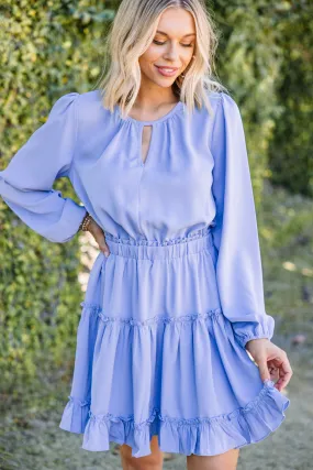 All The Details Misty Blue Ruffled Dress