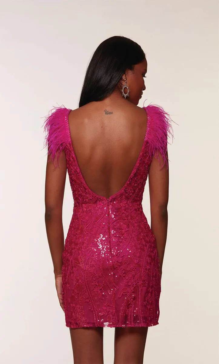 Alyce Paris Feather Sequin HoCo Dress 4613