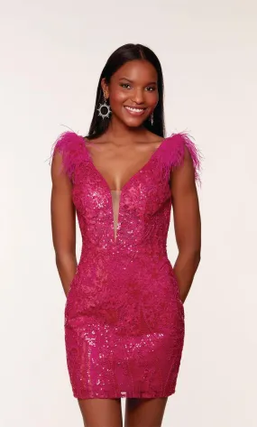 Alyce Paris Feather Sequin HoCo Dress 4613