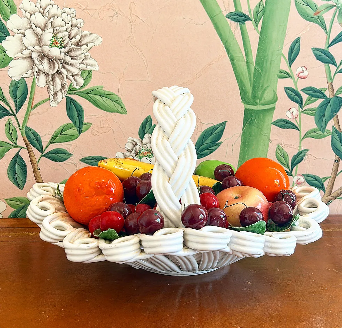 Amazing extra large life size rare 1960s signed made in Italy fruit topiary style basket.