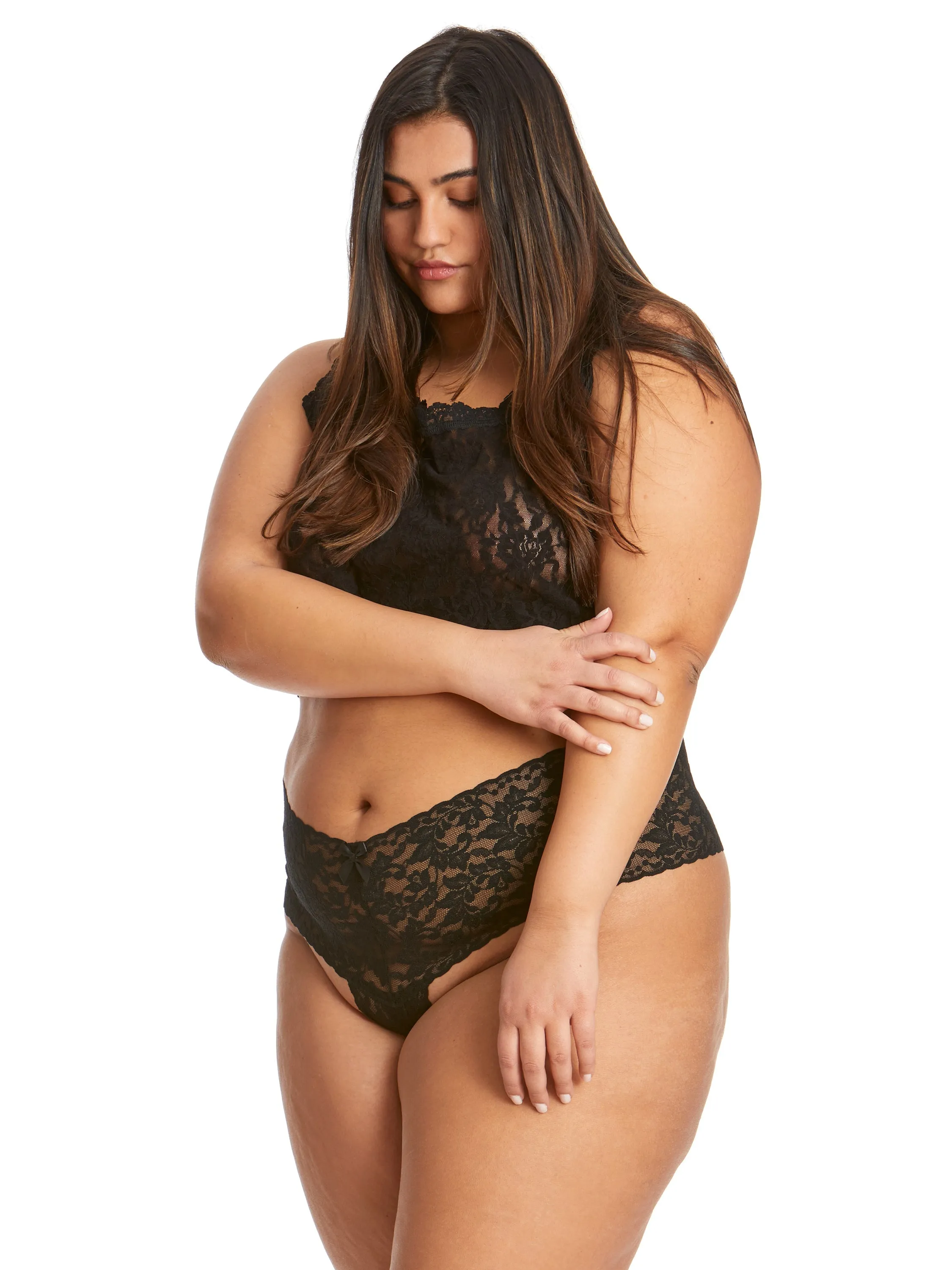 &oh™ Plus Size Retro Lace Crotchless Thong