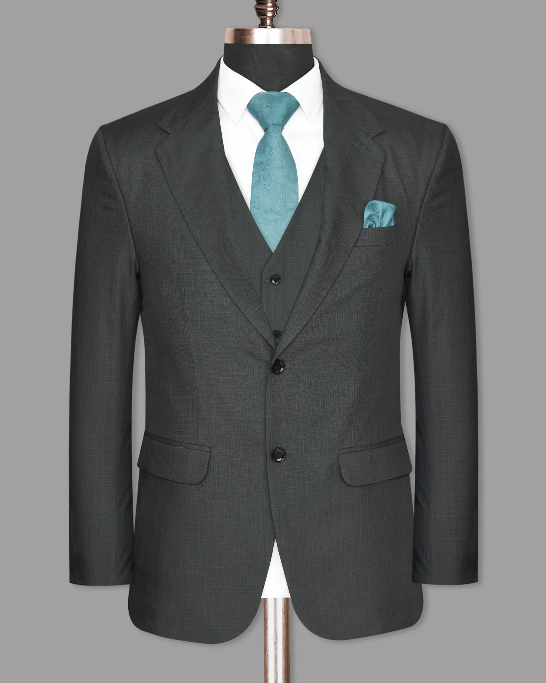 Anchor Grey Micro Checked Wool Blend Suit