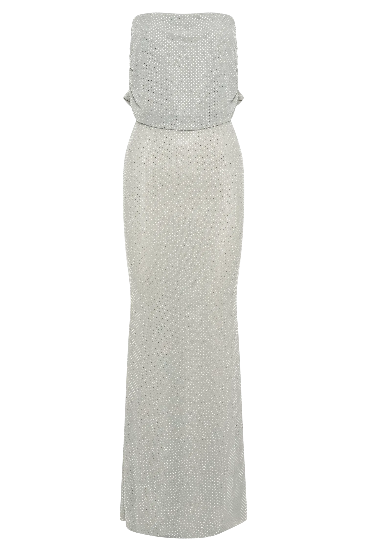 Arna Off Shoulder Diamante Maxi Dress - Silver