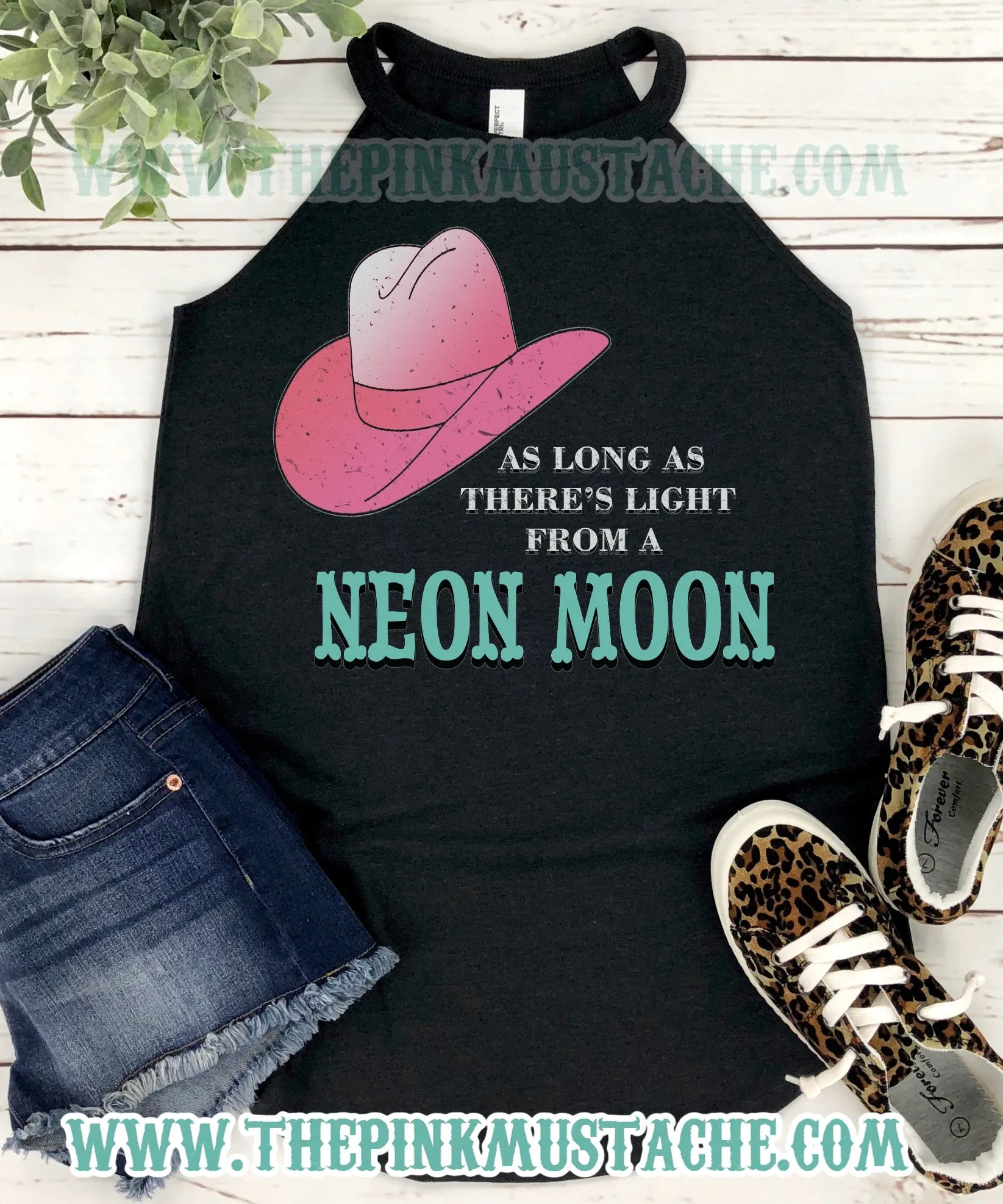 As Long As There's Light From A Neon Moon /Vintage Country Style District Tank Top / Rocker Vintage Tank