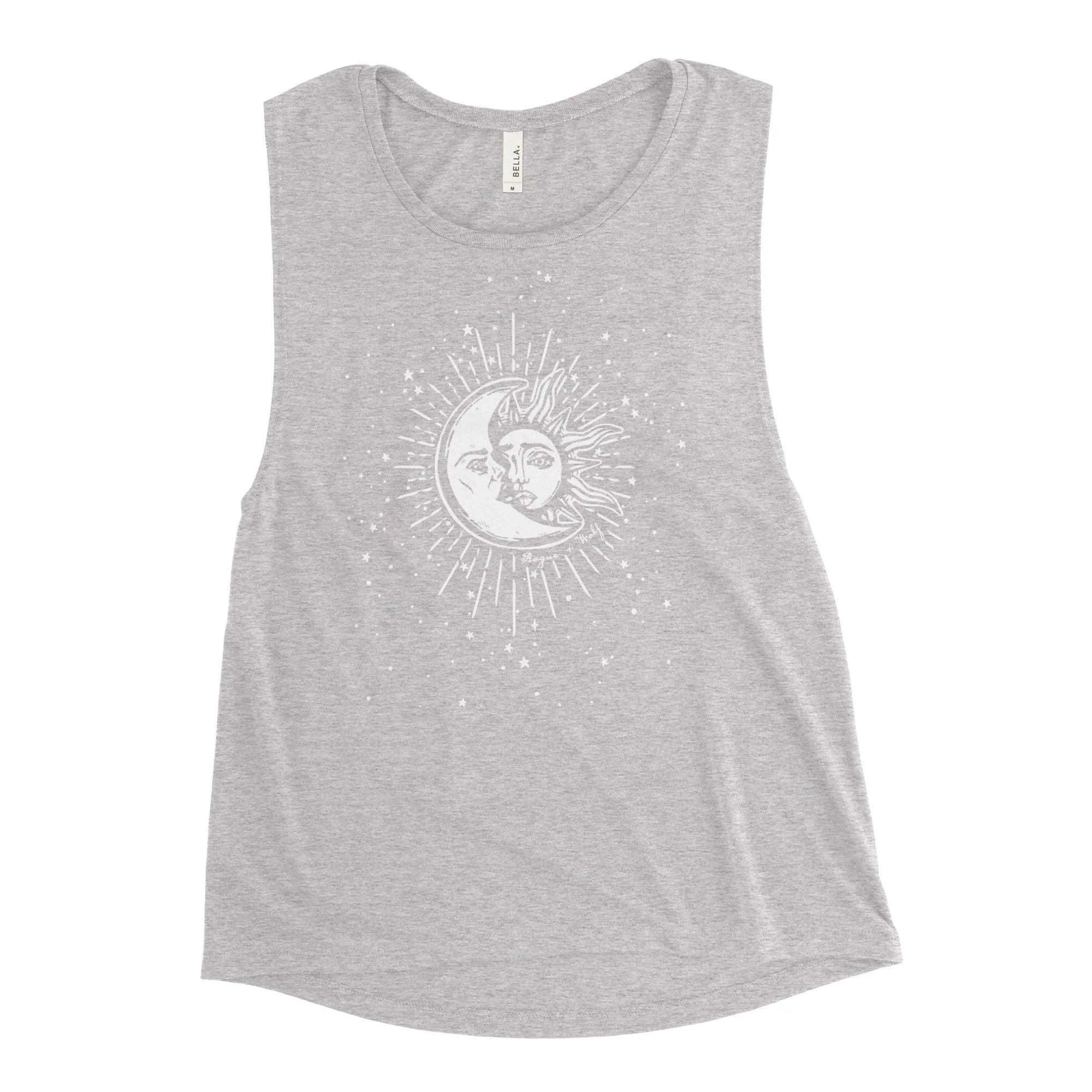 Astral Muscle Tank Top - Relaxed Fit Tee with low cut armholes, Gym Yoga Essentials, Witchy Vegan Activewear, Goth Sportwear