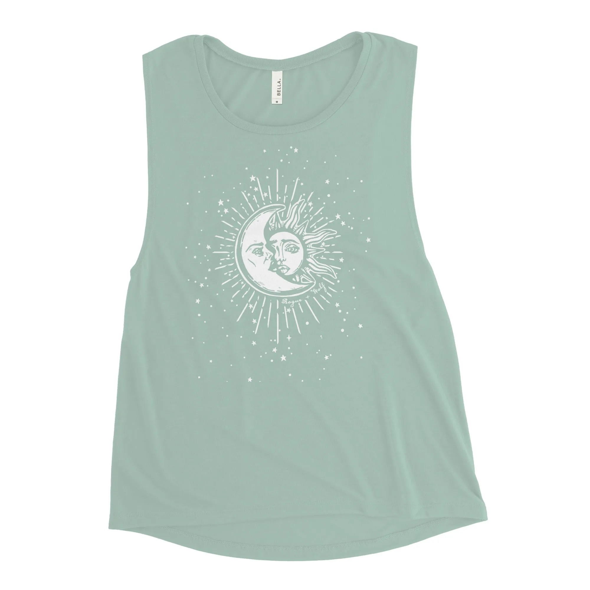 Astral Muscle Tank Top - Relaxed Fit Tee with low cut armholes, Gym Yoga Essentials, Witchy Vegan Activewear, Goth Sportwear