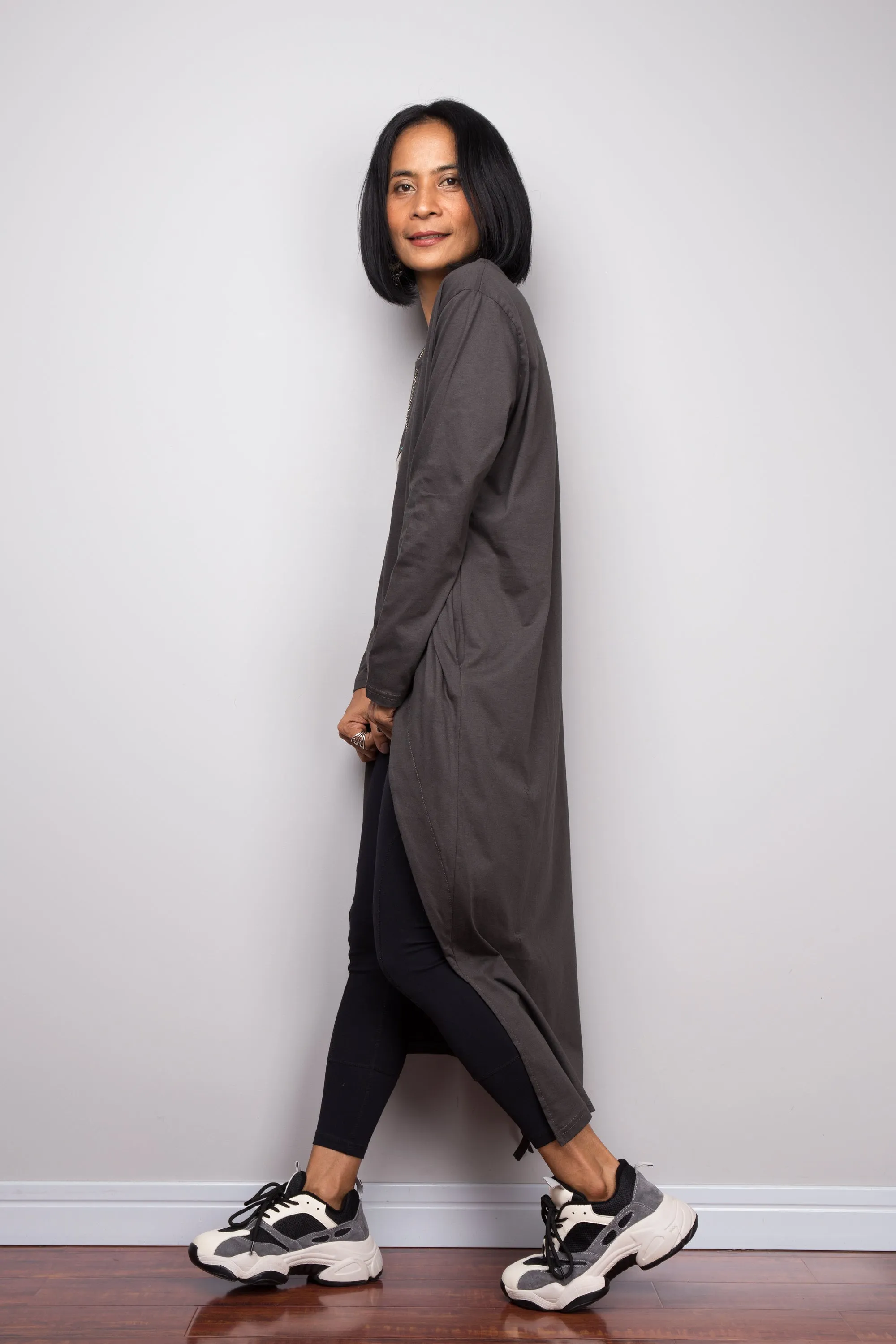 Asymmetrical grey tunic dress