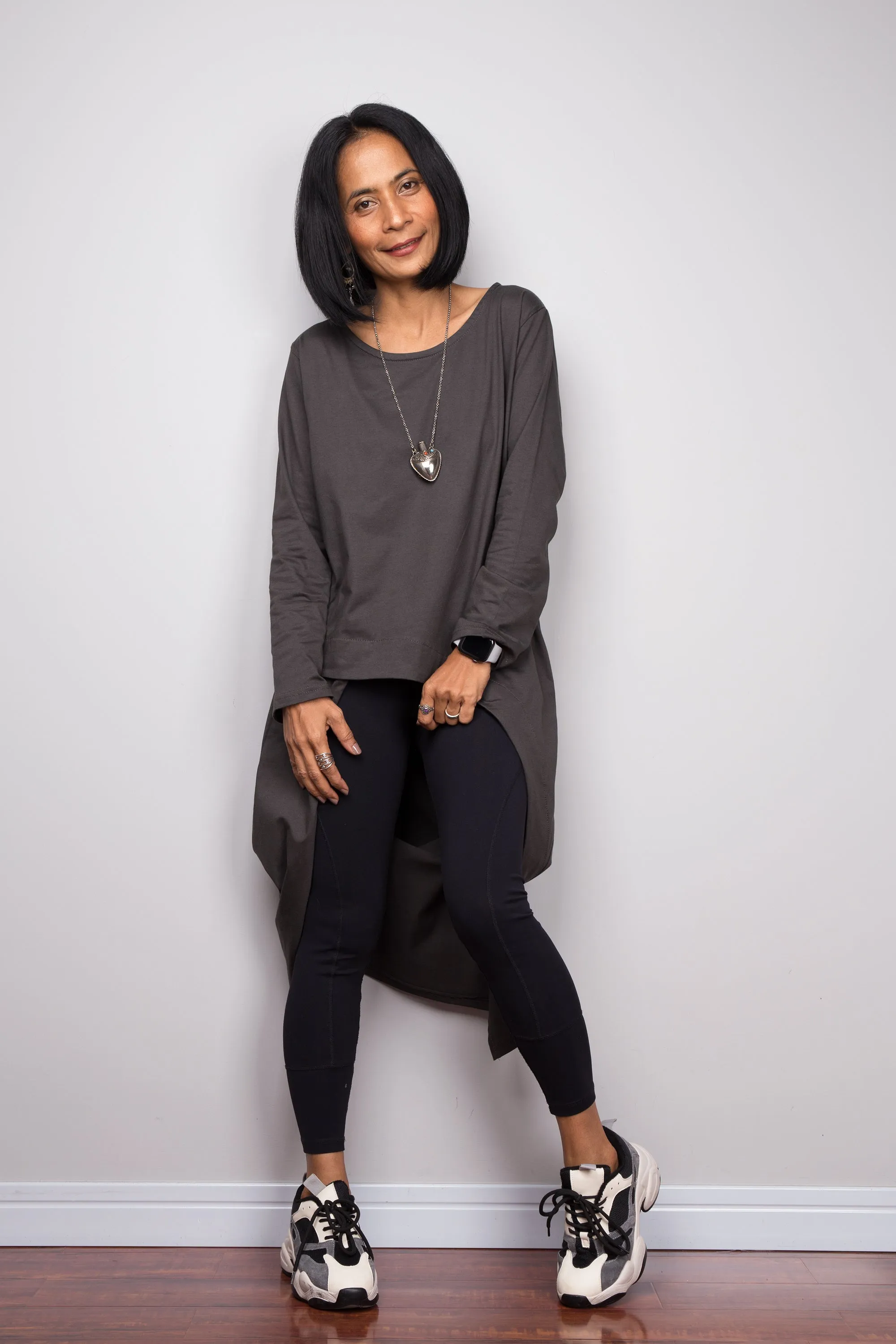 Asymmetrical grey tunic dress