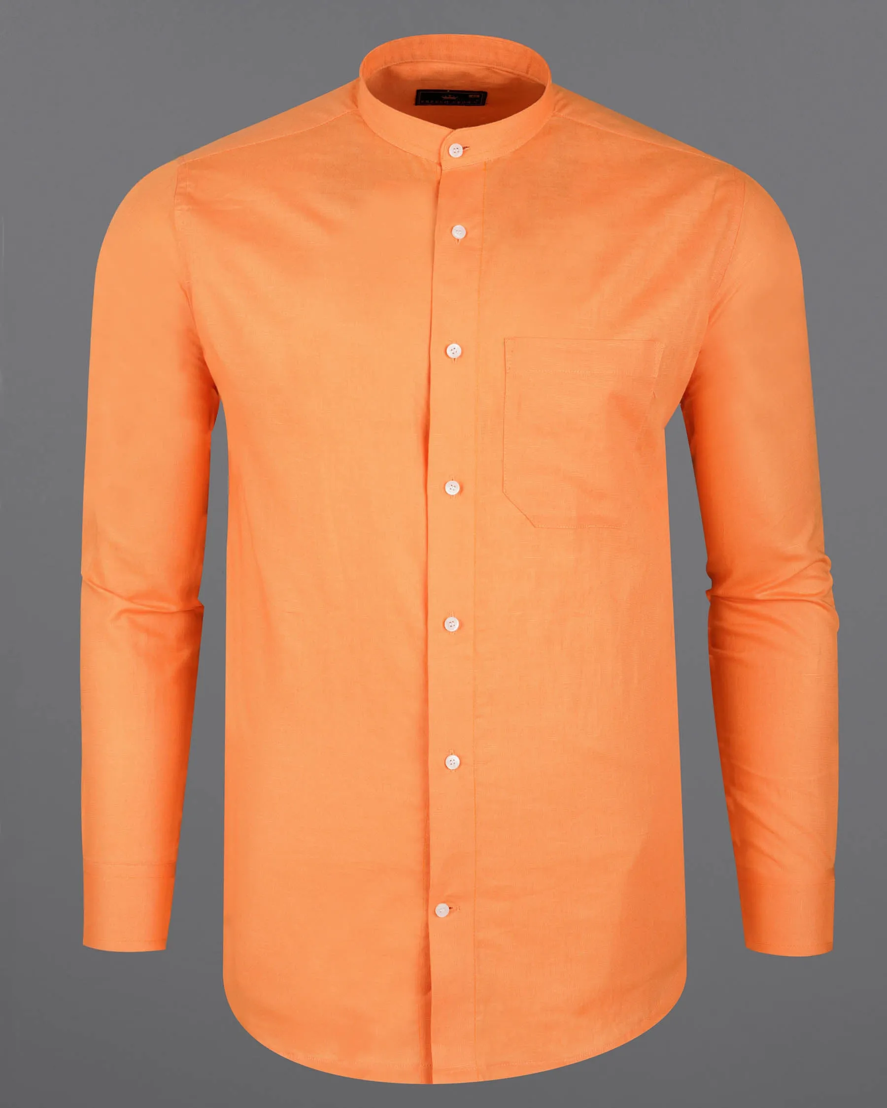 Atomic Tangerine Orange Luxurious Linen Shirt