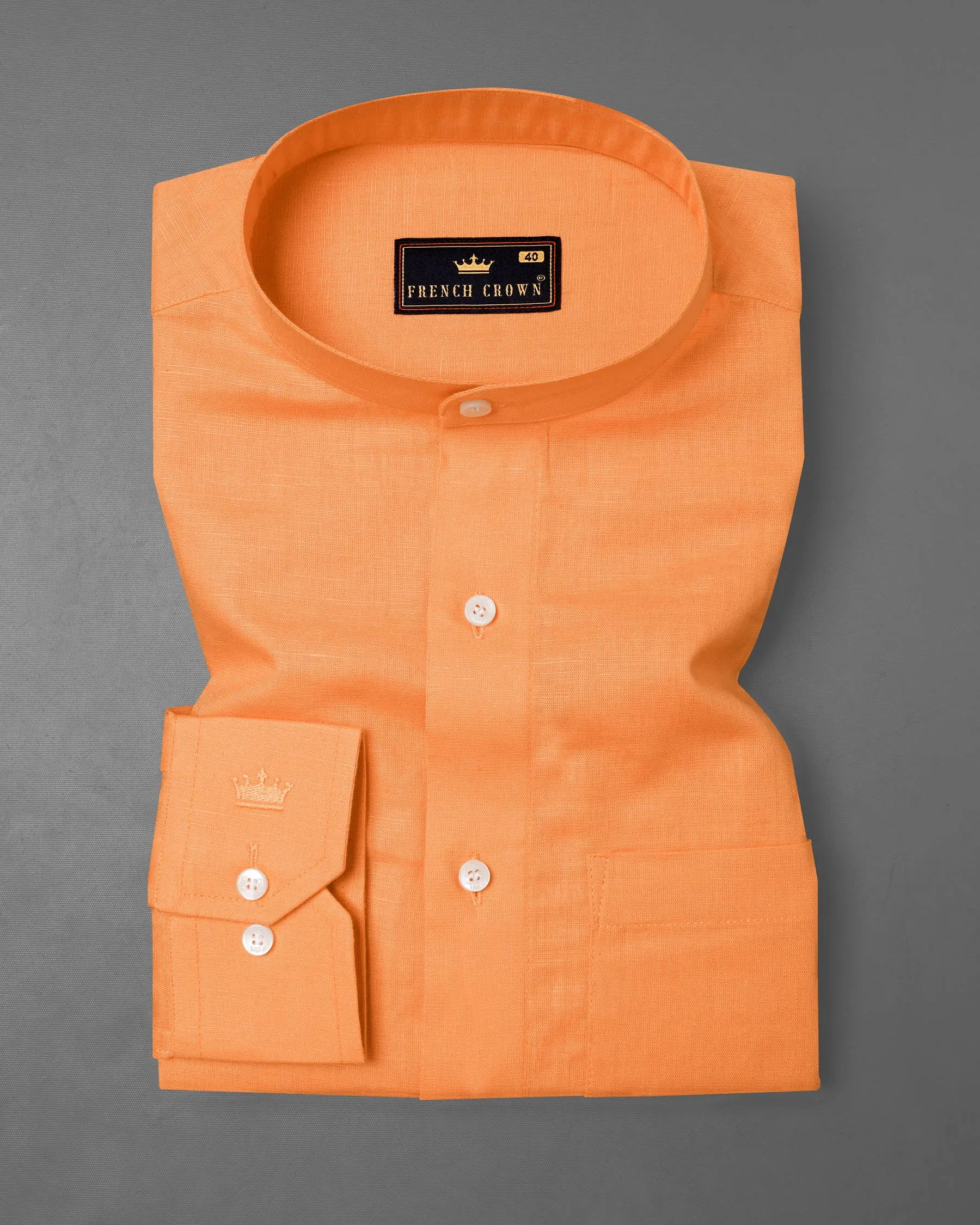 Atomic Tangerine Orange Luxurious Linen Shirt