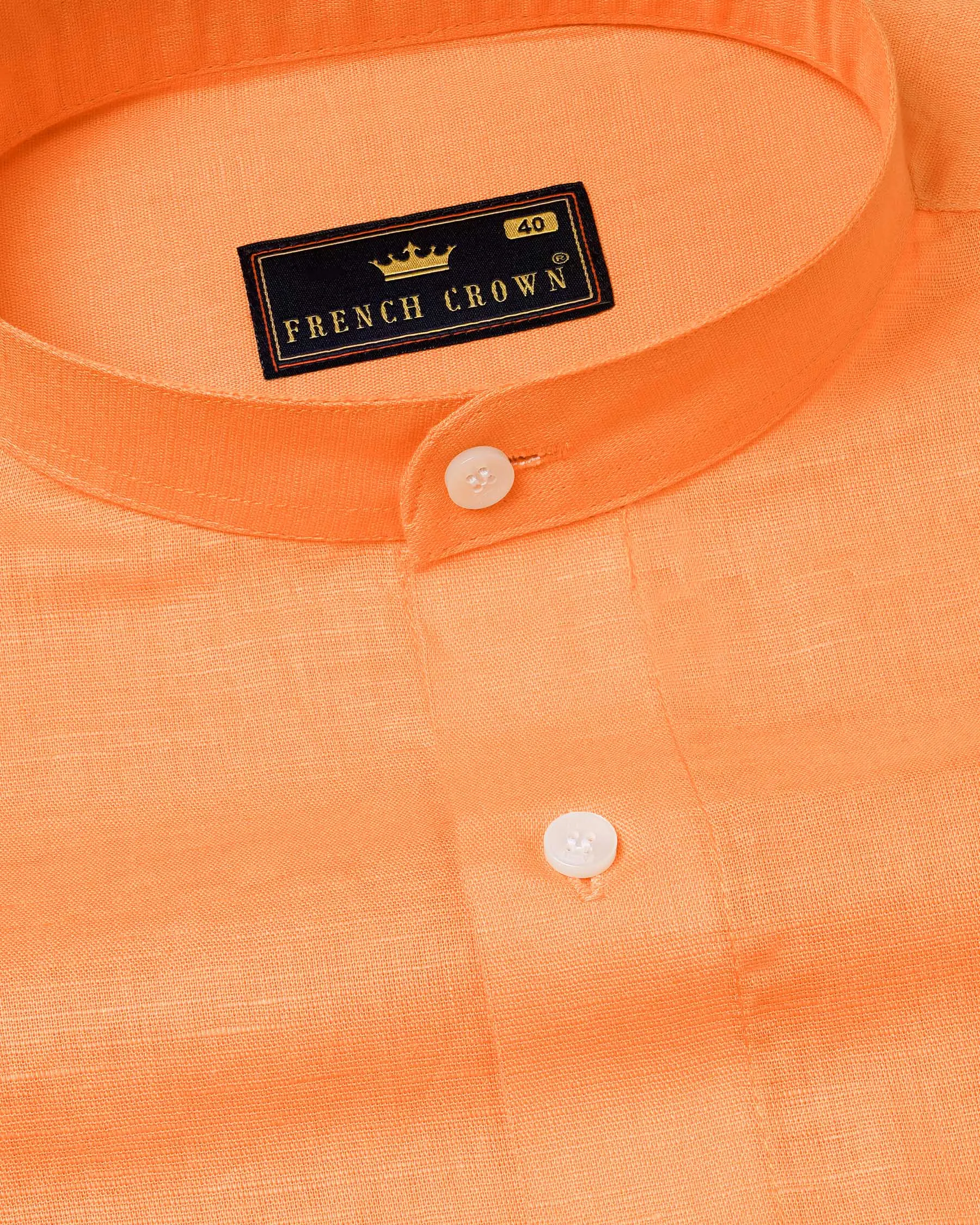 Atomic Tangerine Orange Luxurious Linen Shirt