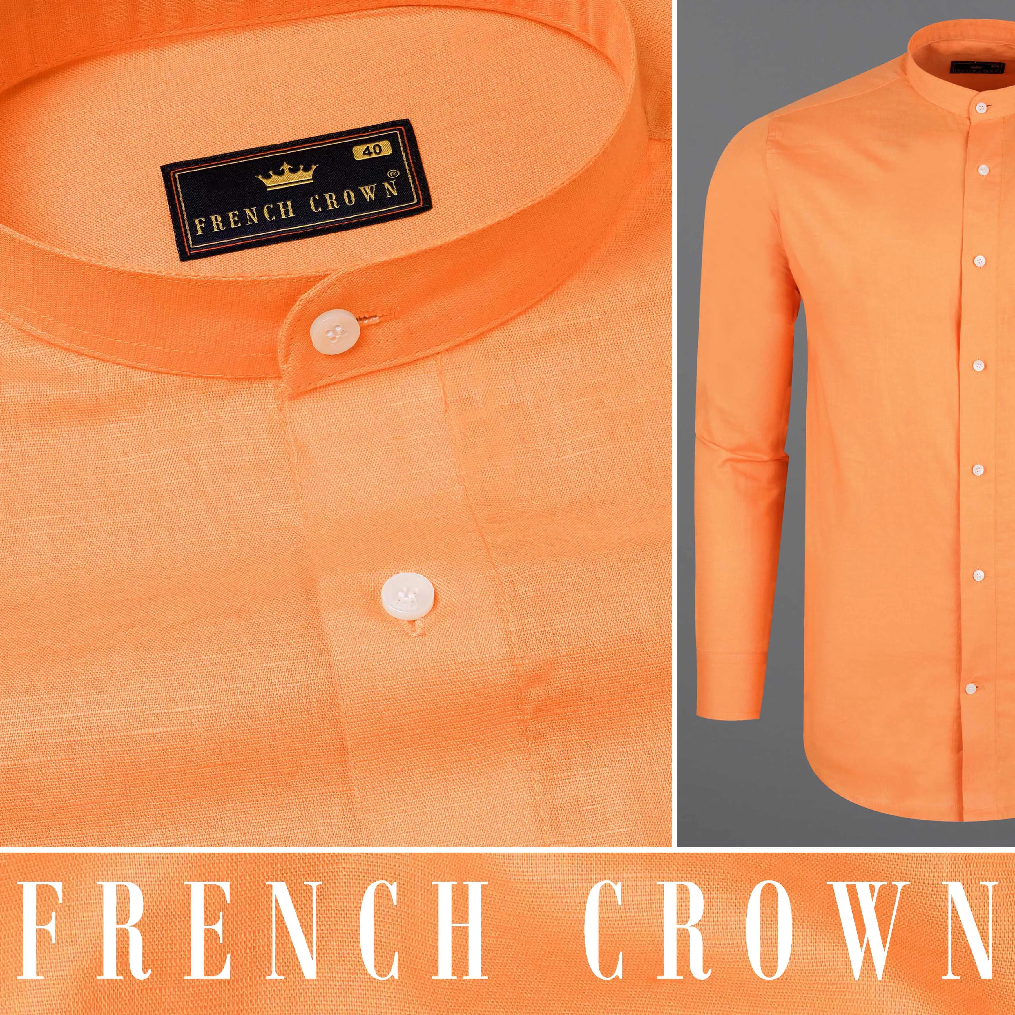 Atomic Tangerine Orange Luxurious Linen Shirt