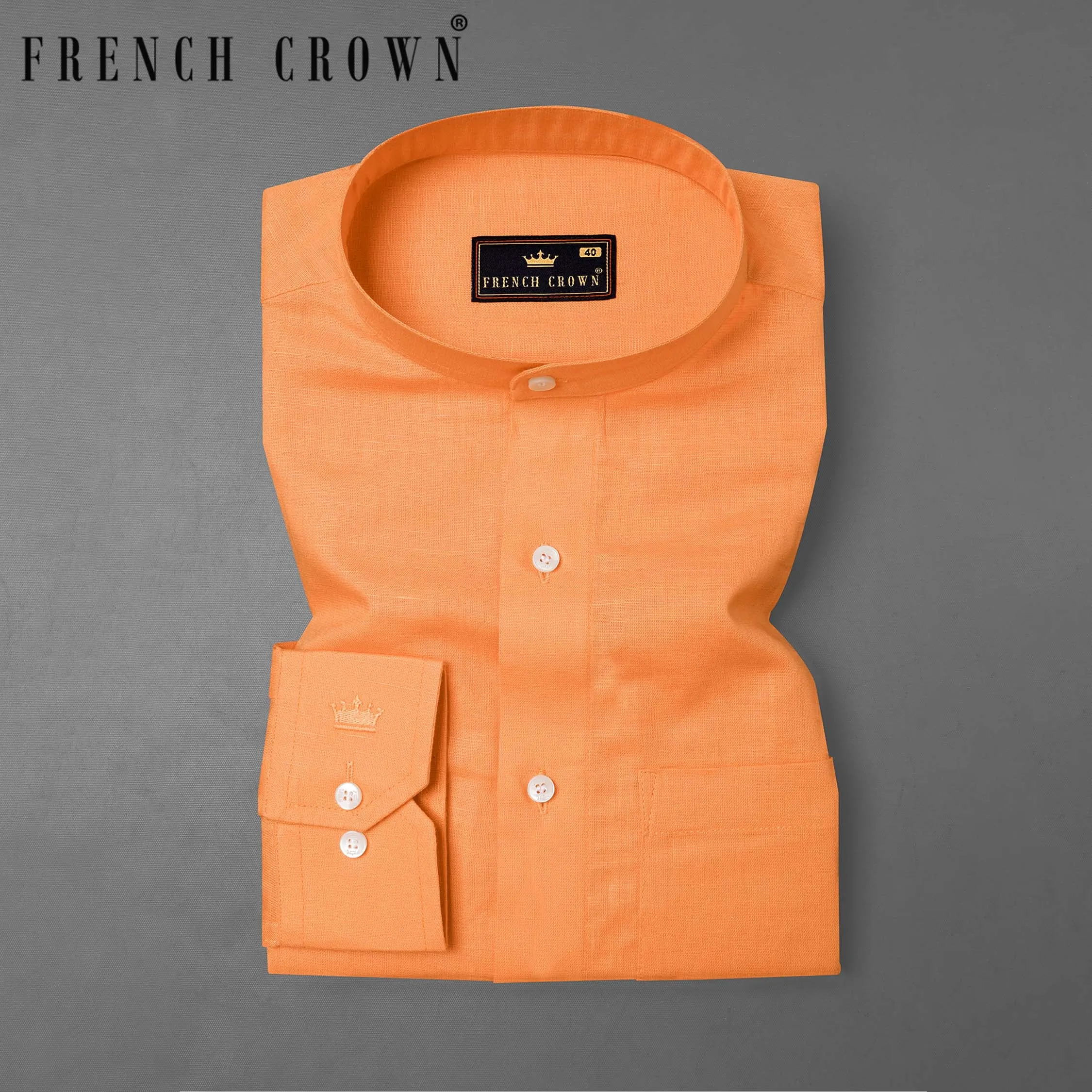 Atomic Tangerine Orange Luxurious Linen Shirt