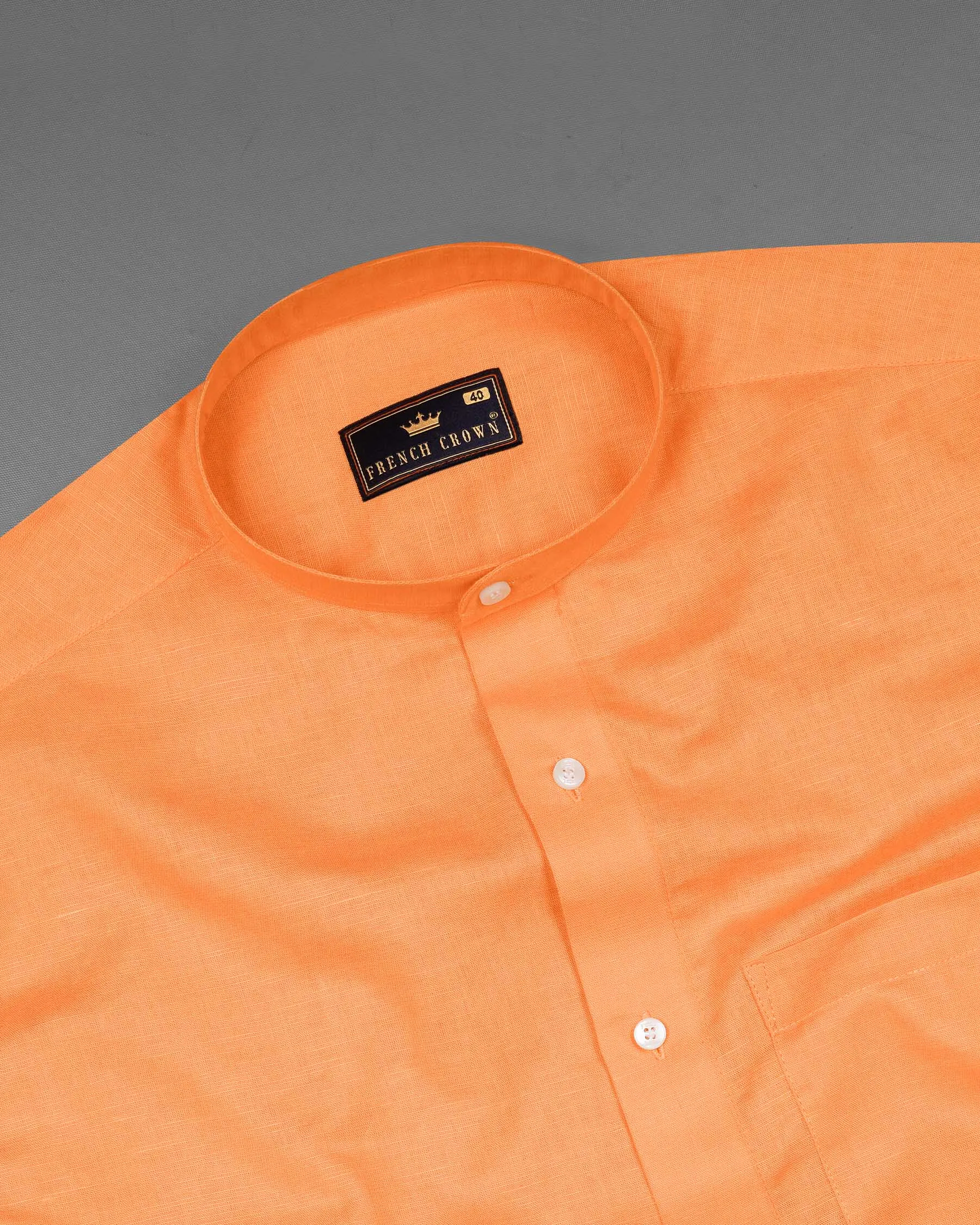 Atomic Tangerine Orange Luxurious Linen Shirt