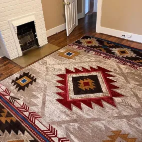 Aztec Whiskey River Rug in Beige XL