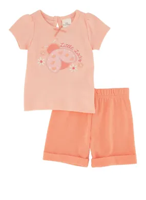 Baby Girls 0-9M Little Lady Graphic Tee and Cuffed Shorts