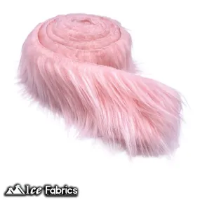 Baby Pink Shaggy Mohair Strips Ribbon Faux Fur Fabric Pre Cut Roll