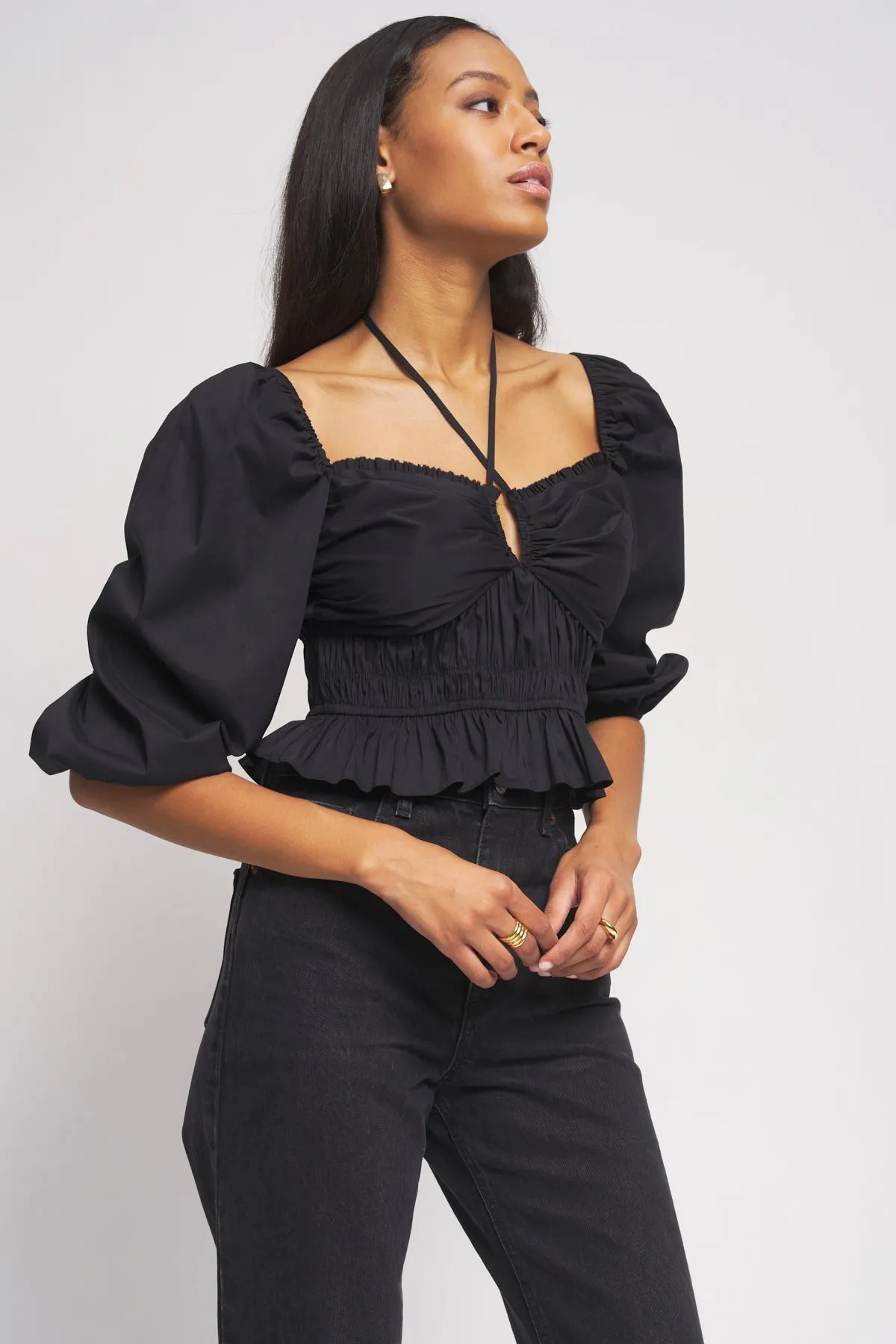 Bailey 44  Shani Peplum Top in Black