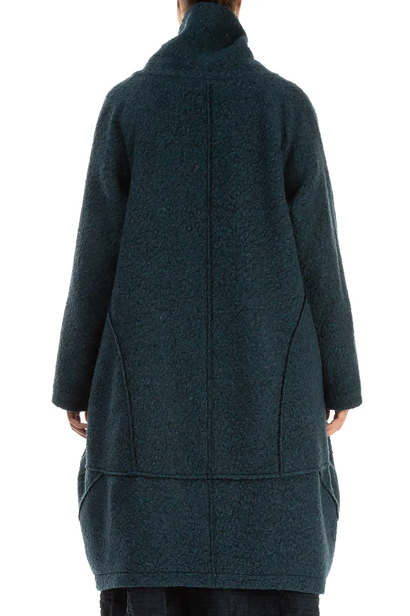 Balloon Teal Plush Wool Cotton Coat