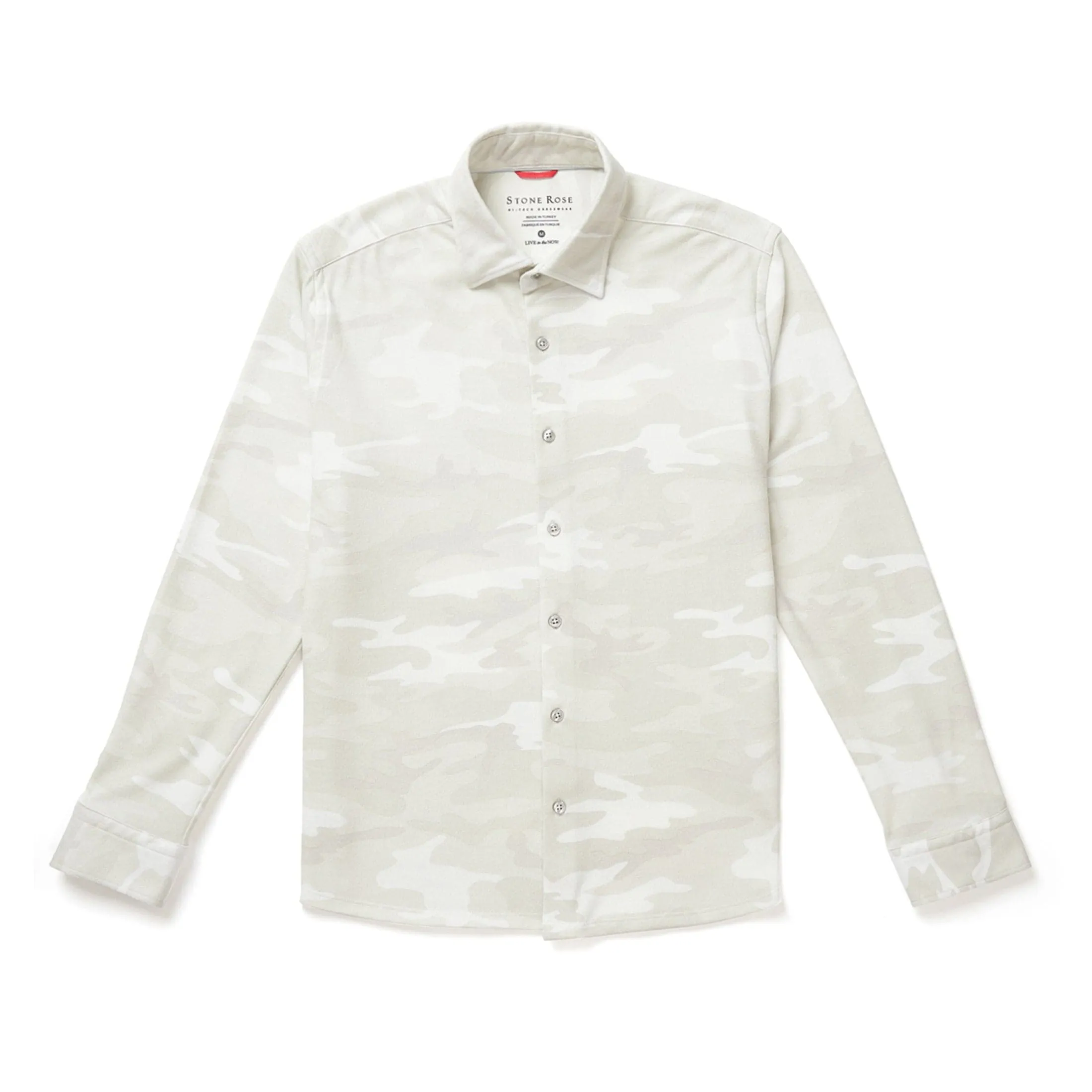 Beige Camouflage Print Jersey Shirt