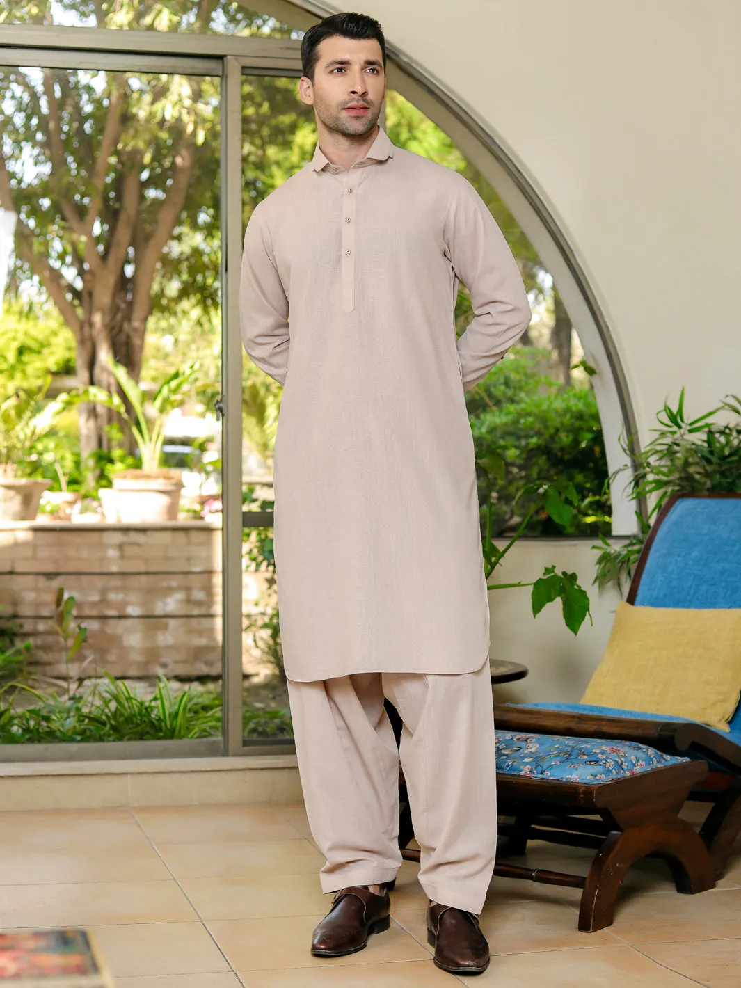 Beige Kameez Shalwar - ALWA-KS-309